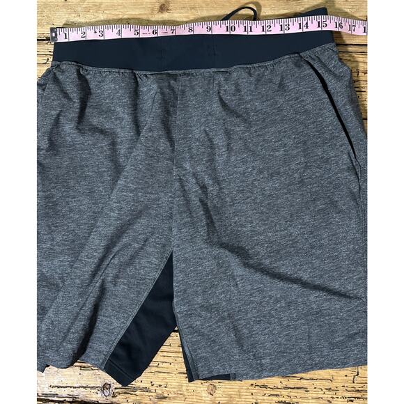 Lululemon Men Sz L Heathered Texture Printed Grey Deep Coal T.H.E. Linerless 9” - Picture 3 of 8